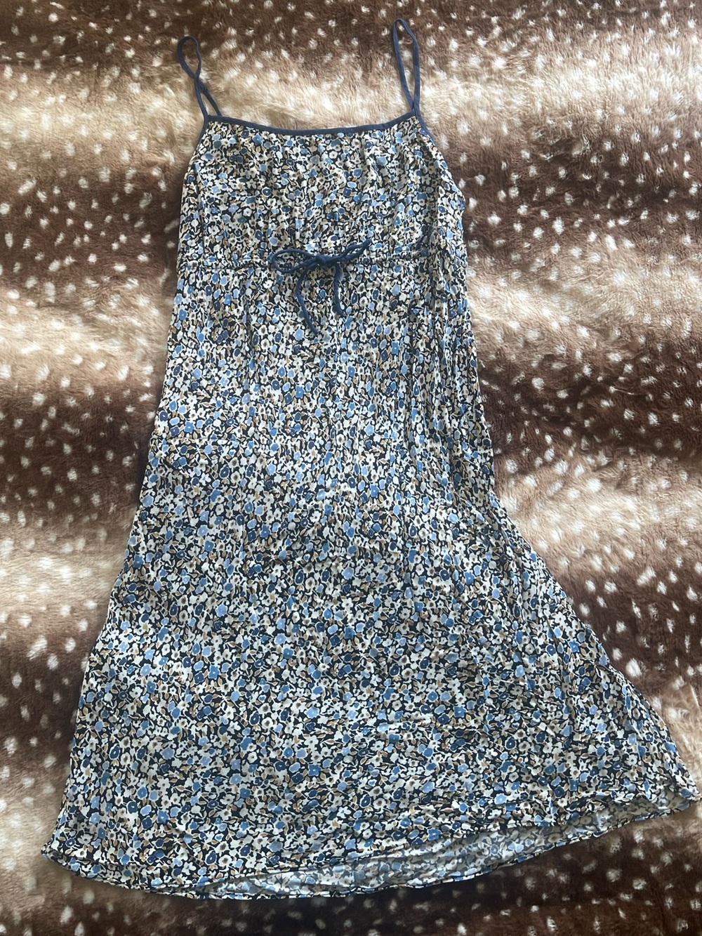 Blue and brown floral summer dress